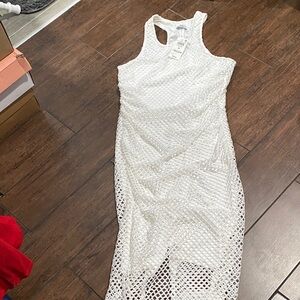 Bar III White Mesh Backless Dress